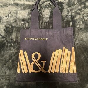 Barnes & Noble Dark Blue and Gold Book Tote